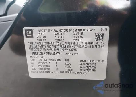 2016 GMC Terrain Sle-1 z USA, uszkodzony, nr VIN 2GKFLSEKXG6315272